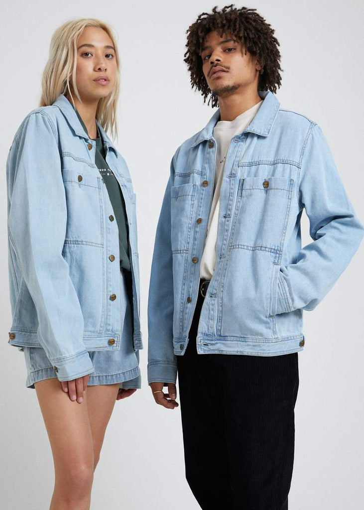 Overtime Unisex Hemp. Denim Jacket- Stone Blue