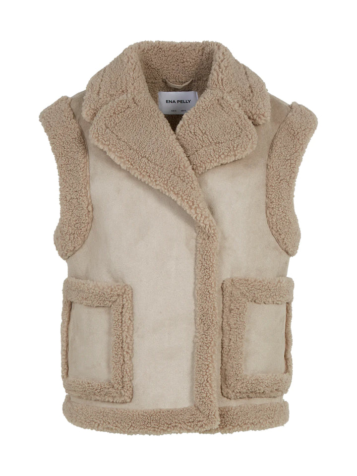 Martina Faux Fur Vest- Stone