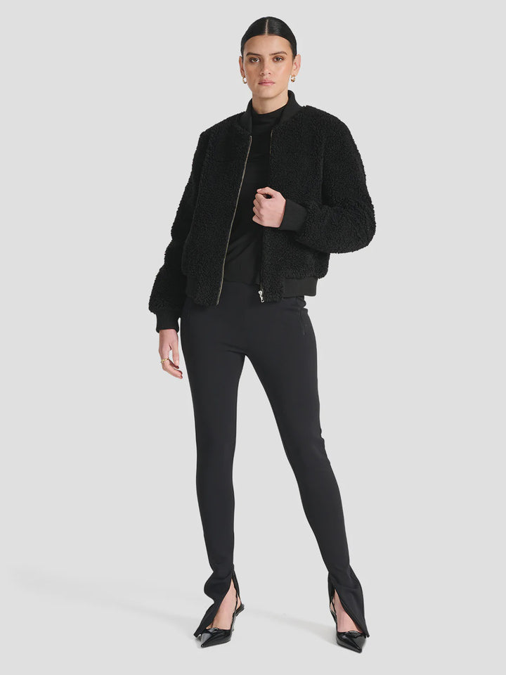Teddy Faux Fur Bomber - Black