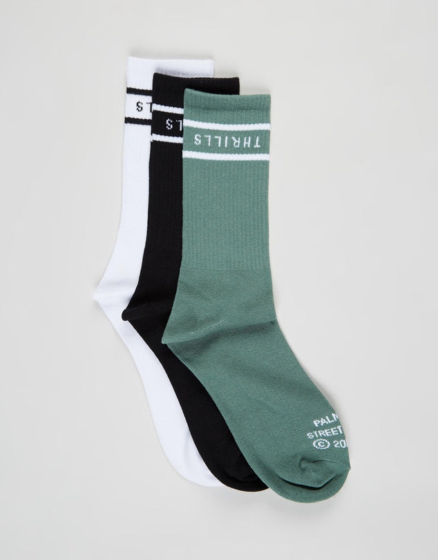Minimal Thrills 3 Pack Sock - Lume Green/Black White
