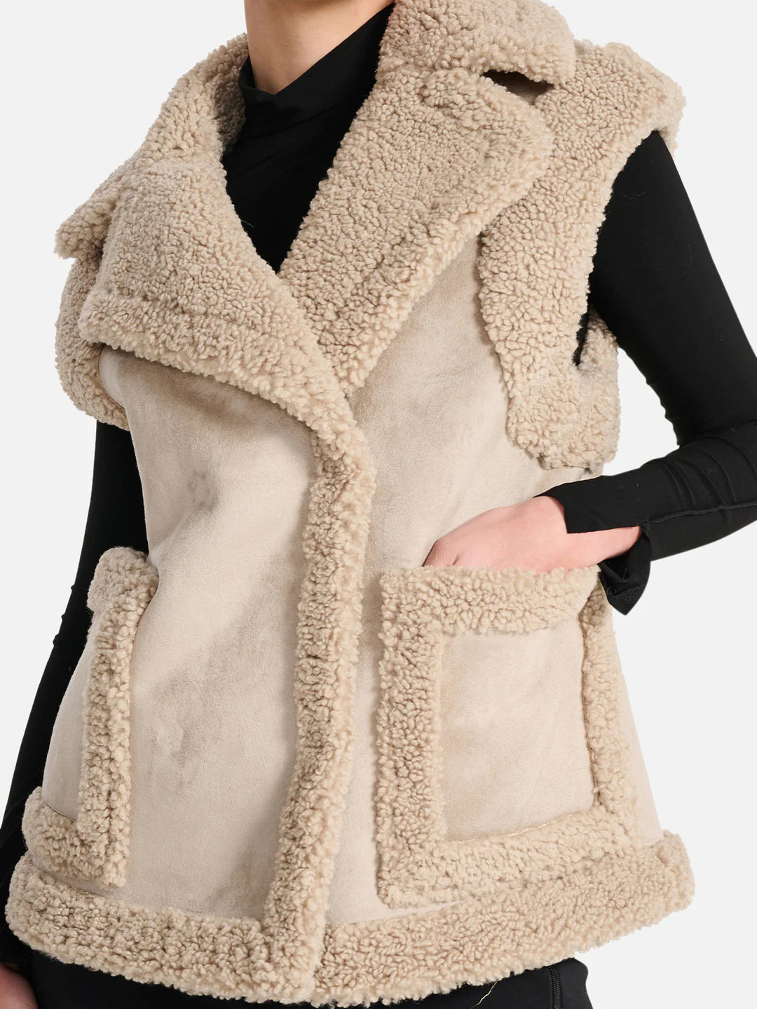 Martina Faux Fur Vest- Stone