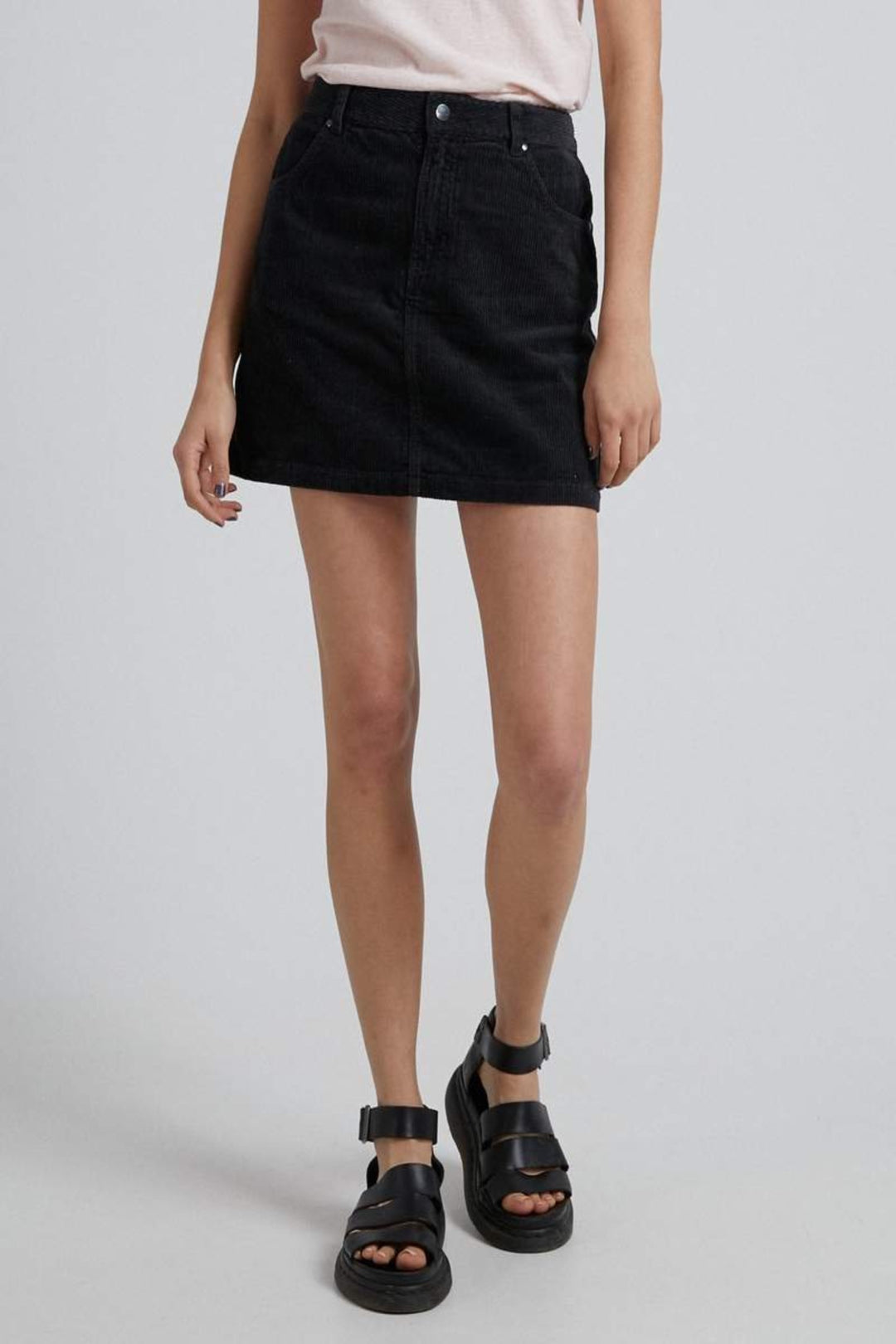 Hazel Hemp Corduroy Mini Skirt- Black