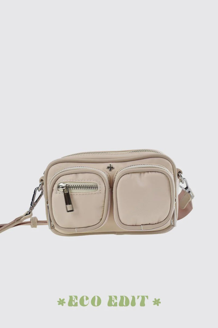 Lala Mini Utility Cross Body Bag - Bisque Nylon/Silver