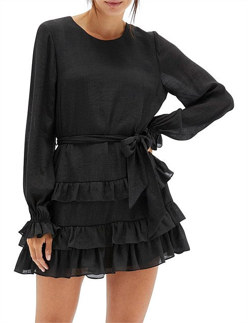 Arak Frill Mini Dress- Black
