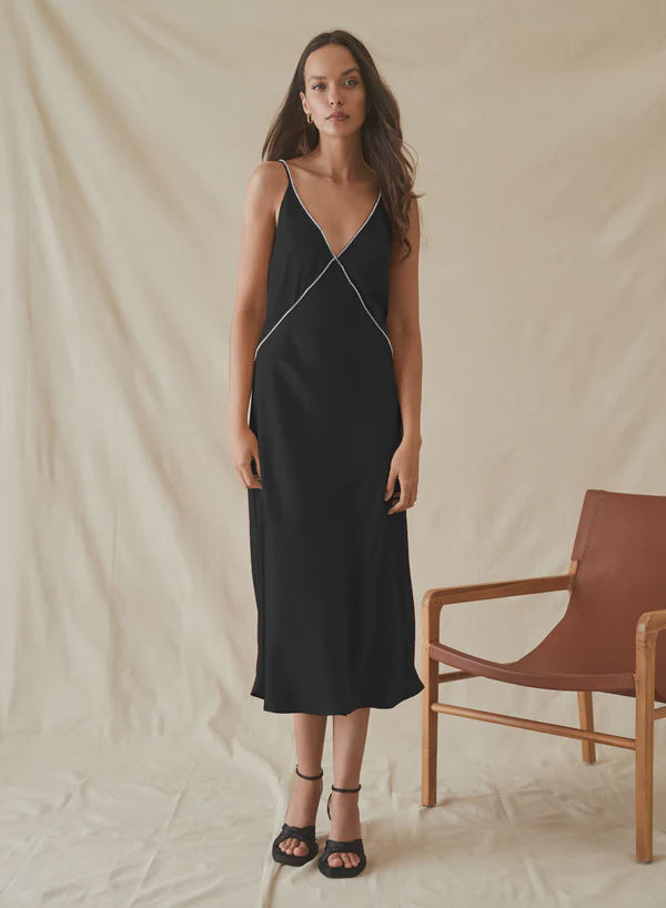 Esmaeé Illusion Slip Dress - Black