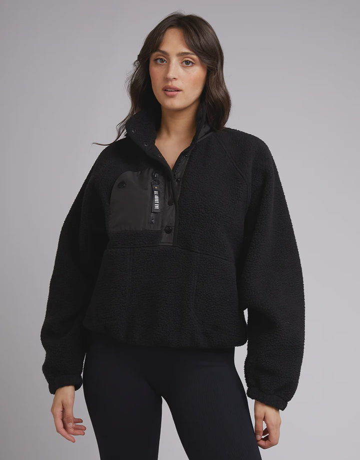 All About Eve Active Teddy Zip Jumper 1/4 - Black