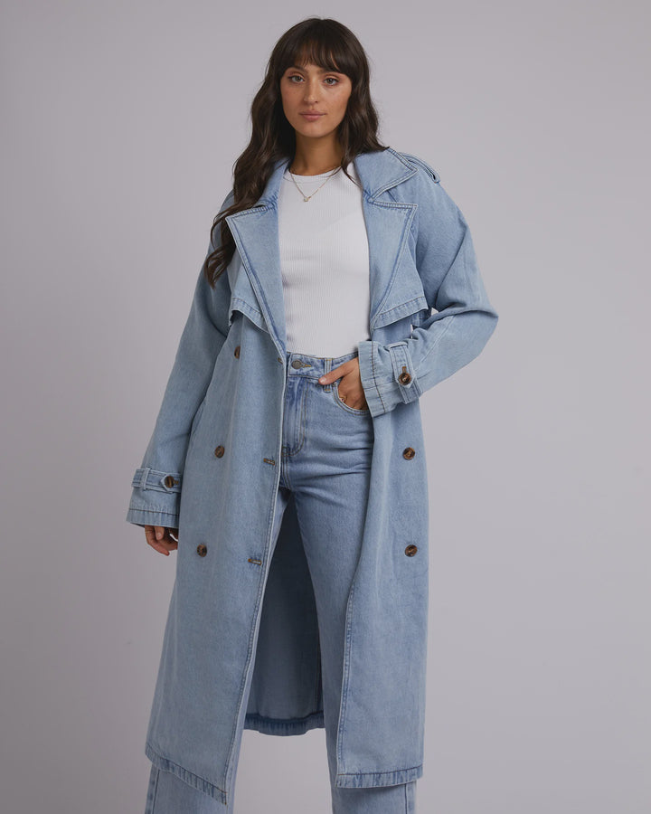 All About Eve Rio Trench Coat- Blue