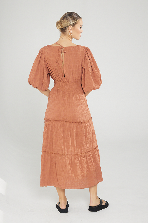 Reason Reversible Midi Dress - Cinnamon