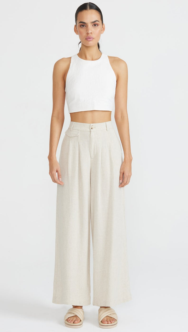 Anya Wide Leg Pants - Natural Marle
