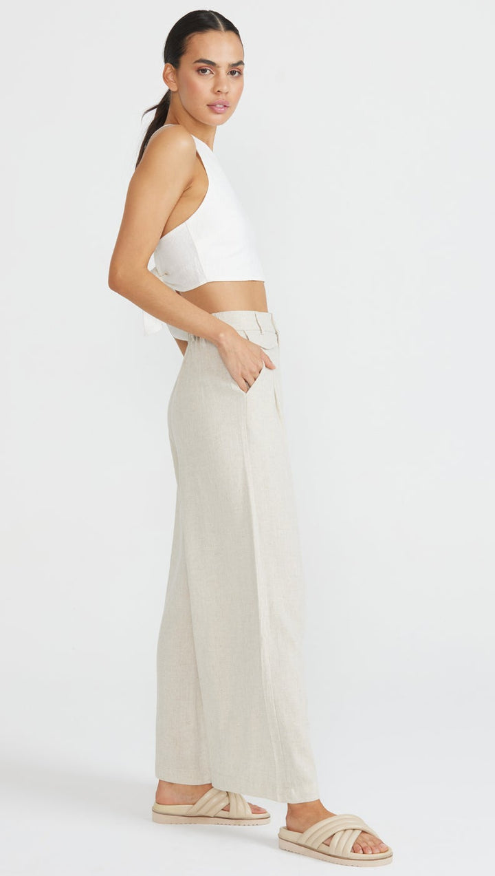 Anya Wide Leg Pants - Natural Marle
