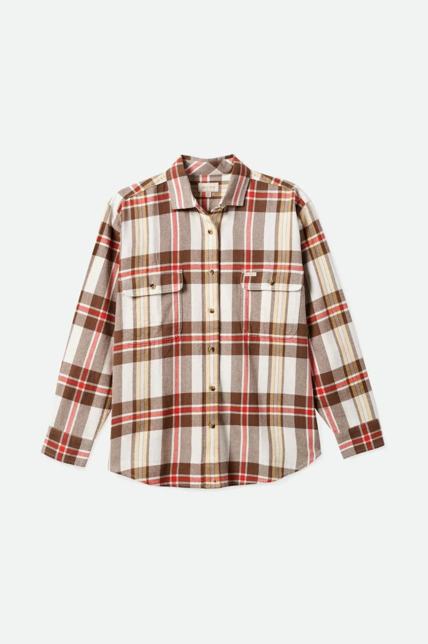 Bowery BF L/S Flannel - Off White/Dark Earth