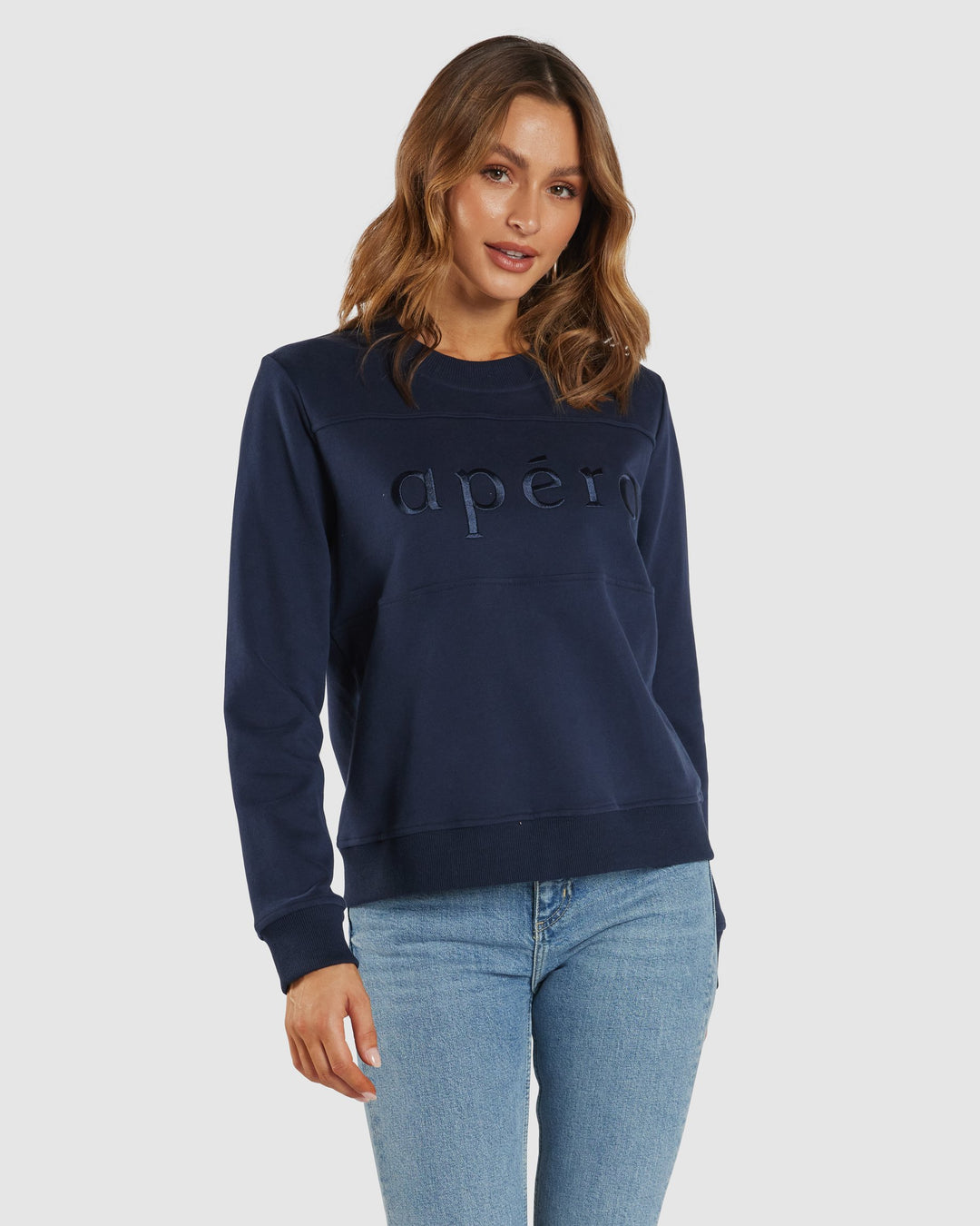 Apero Panel Embroidered Jumper- Navy