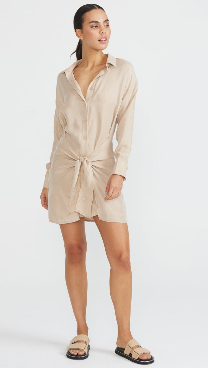 Studio Cupro Shirtdress - Stone