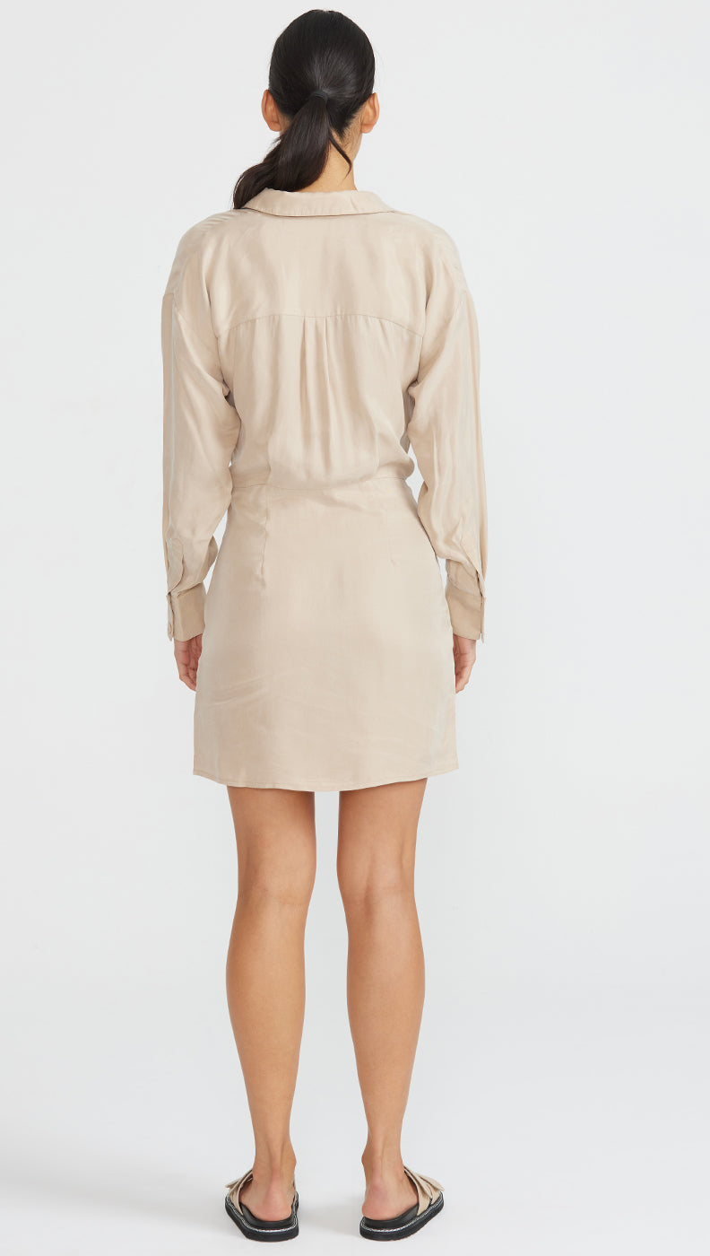Studio Cupro Shirtdress - Stone