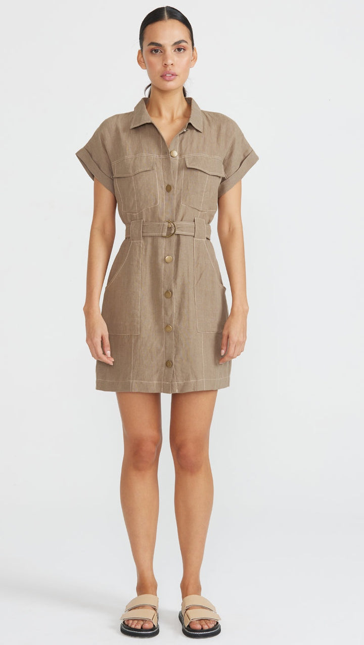 Retreat Linen Shirtdress - Olive