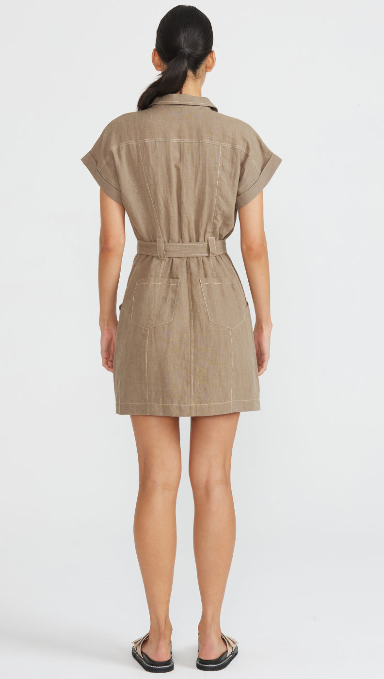 Retreat Linen Shirtdress - Olive