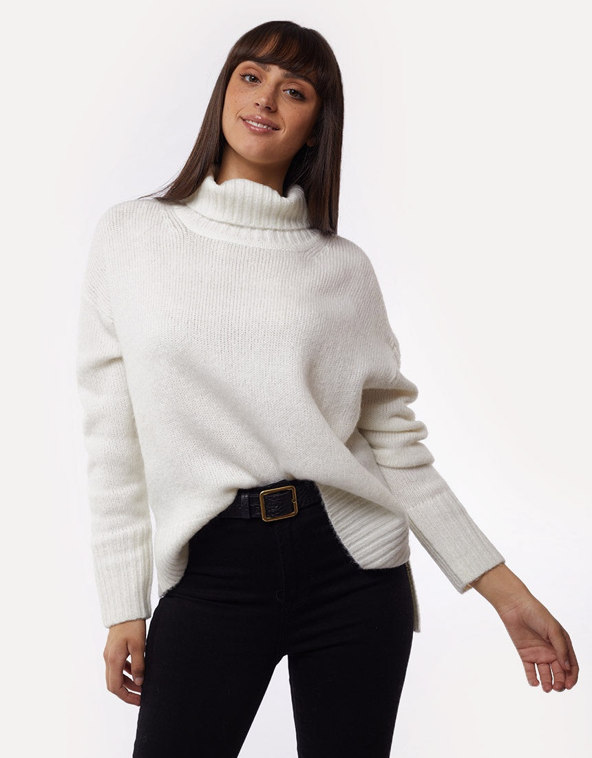 Softie Roll Neck Sweater- White