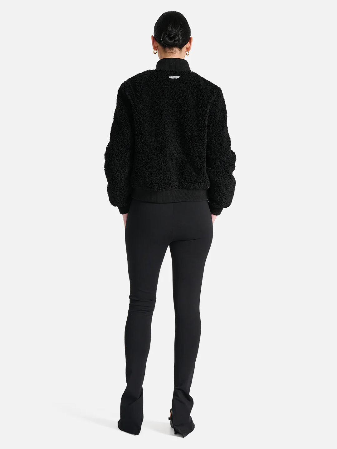 Teddy Faux Fur Bomber - Black