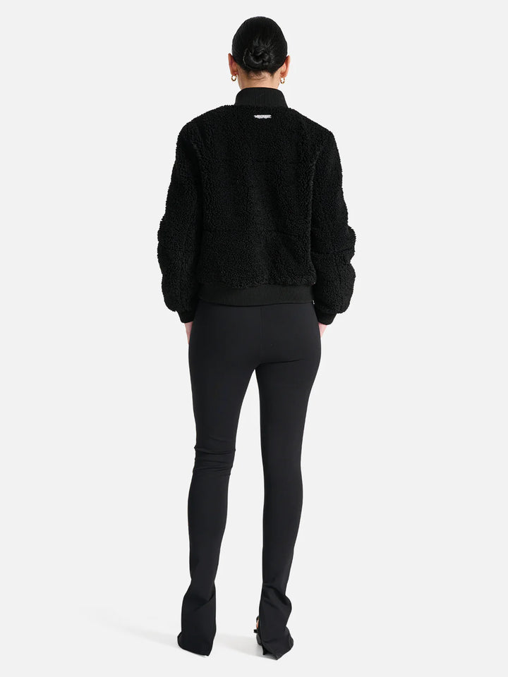 Teddy Faux Fur Bomber - Black