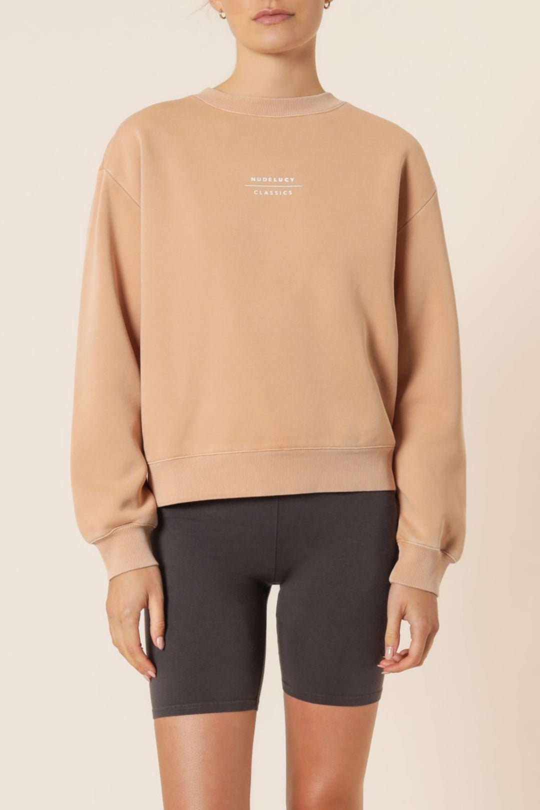 Nude Classics Slogan Sweat- Biscuit