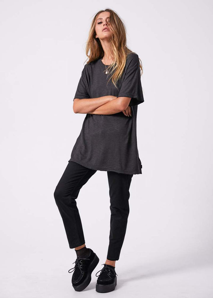 Slay Hemp Oversized Tee - Stone Black