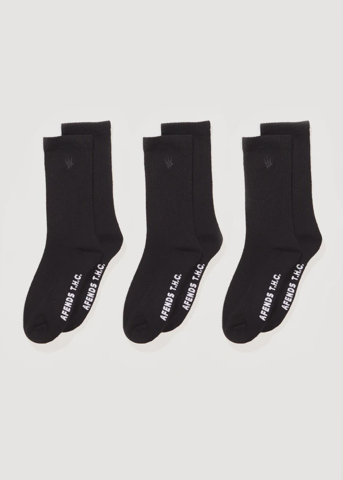 Afends Flame Socks Three Pack - Black