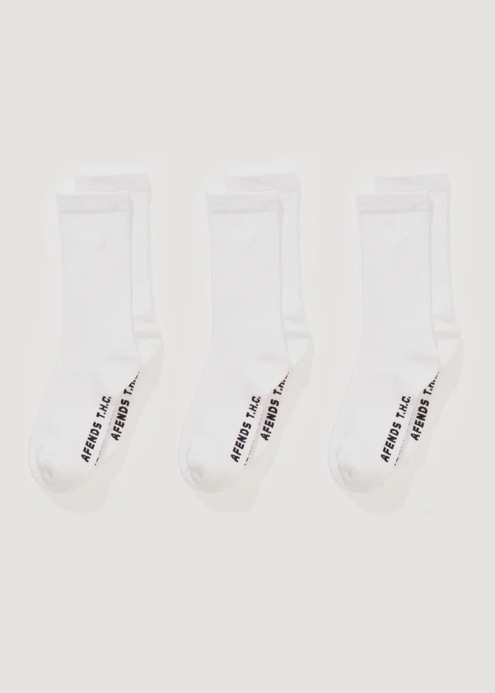 Afends Flame Socks Three Pack - White