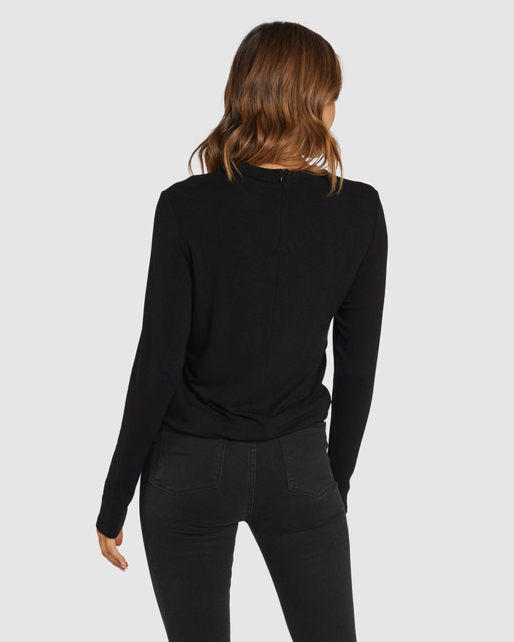Blaise Embroidered Long Sleeve Top - Black