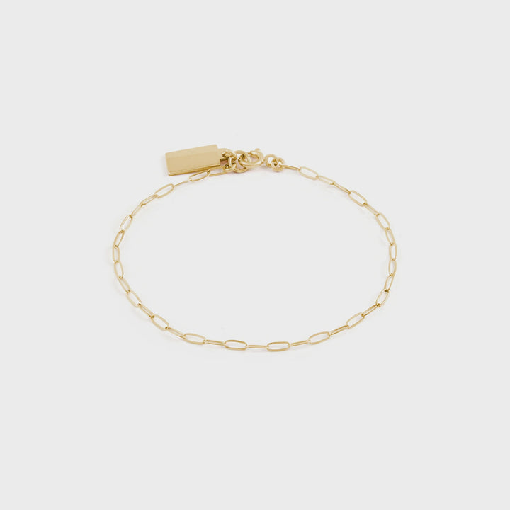 Rectangle Tag Bracelet Medium- Gold
