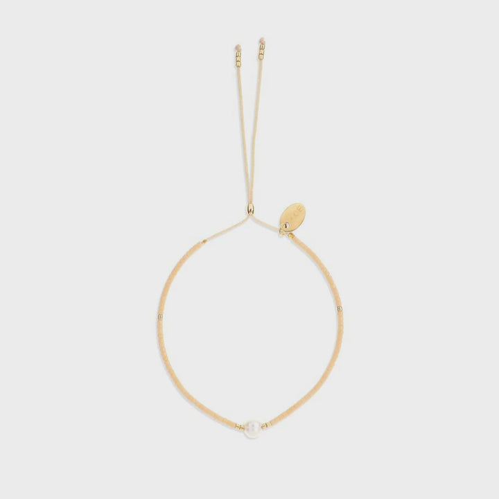 Petra Pearl & Glass Beaded Bracelet- Cream