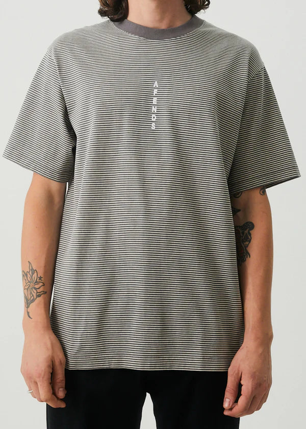 High Life Recycled Striped Retro Fit Tee - Cement