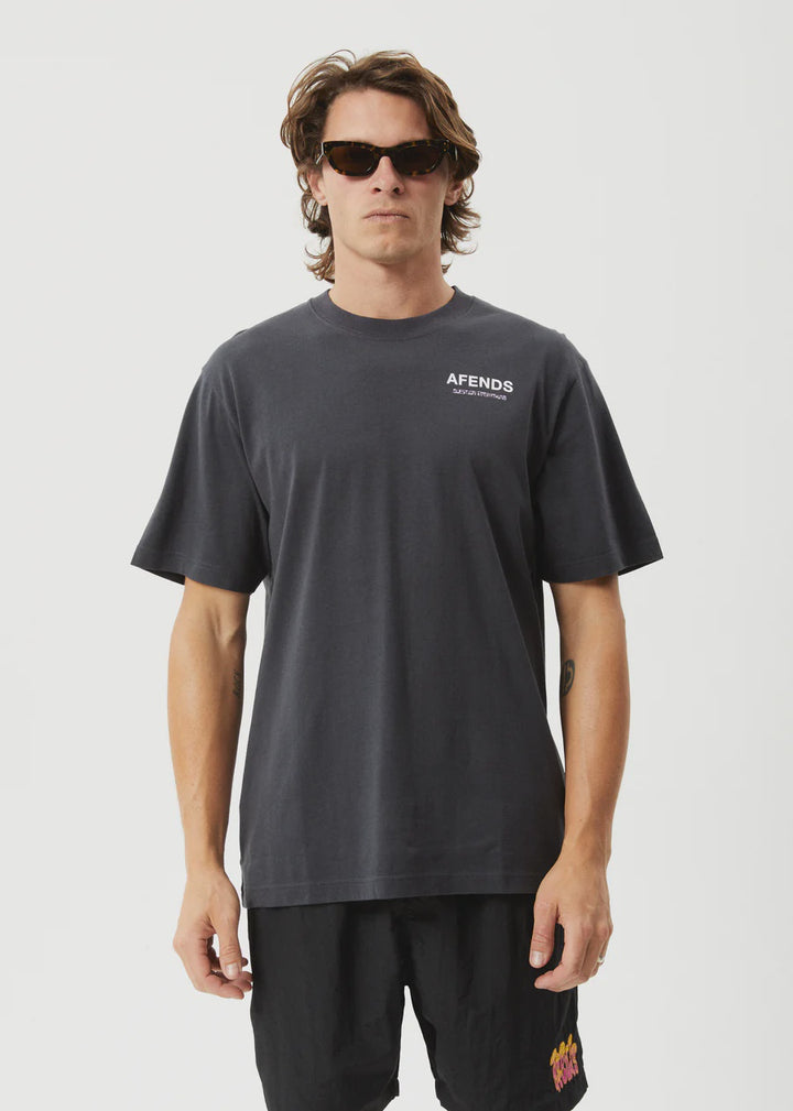 Afends Waveform Recycled Retro Fit Tee - Charcoal