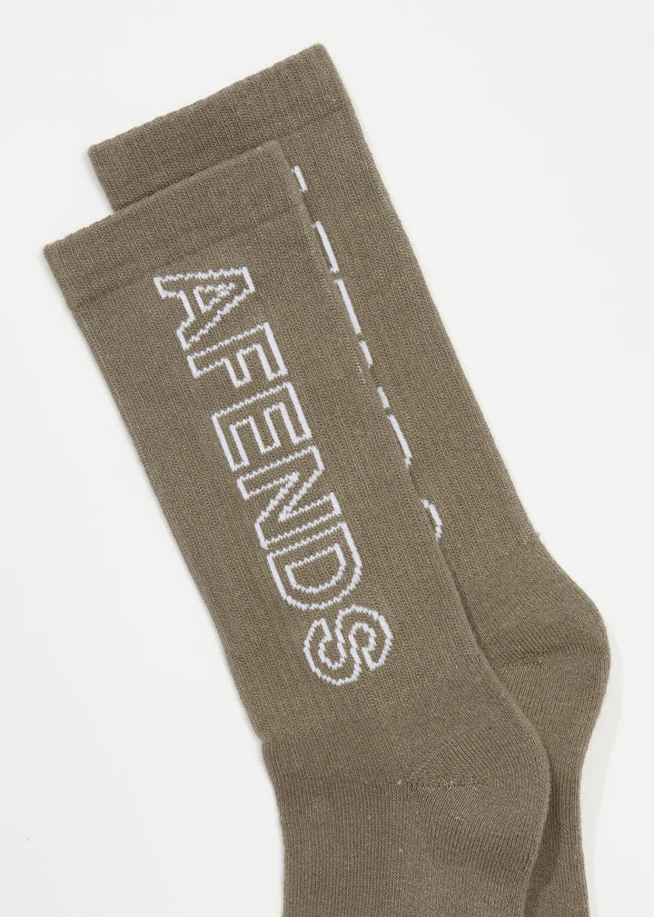 Outline Recycled Crew Socks One Pack - Beechwood