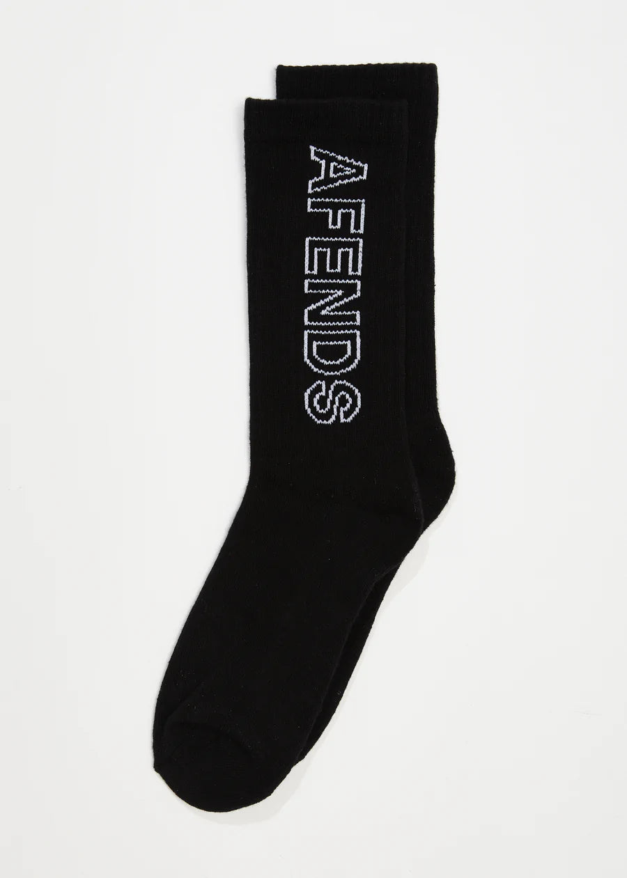 Outline Recycled Crew Socks One Pack - Black