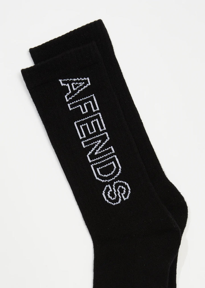 Outline Recycled Crew Socks One Pack - Black