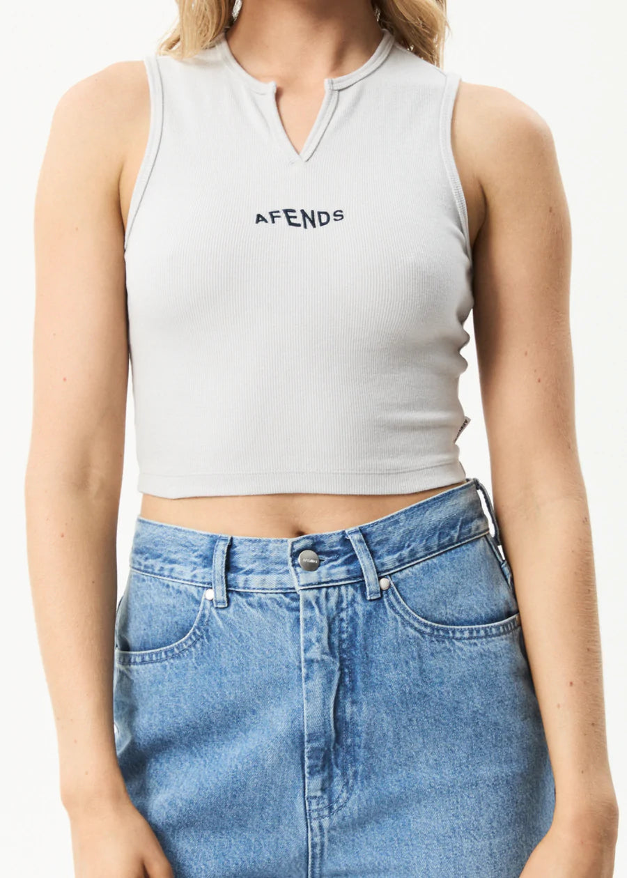 Harlow Recycled Ribbed Singlet - Smoke