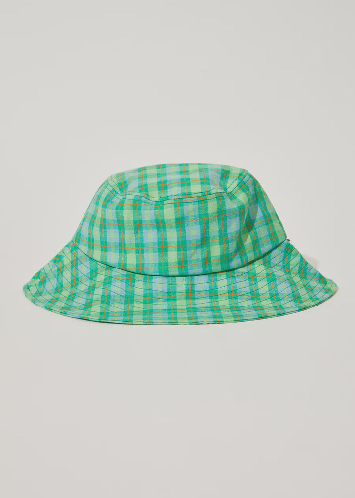 Tully Hemp Check Wide Brim Hat - Forest Check