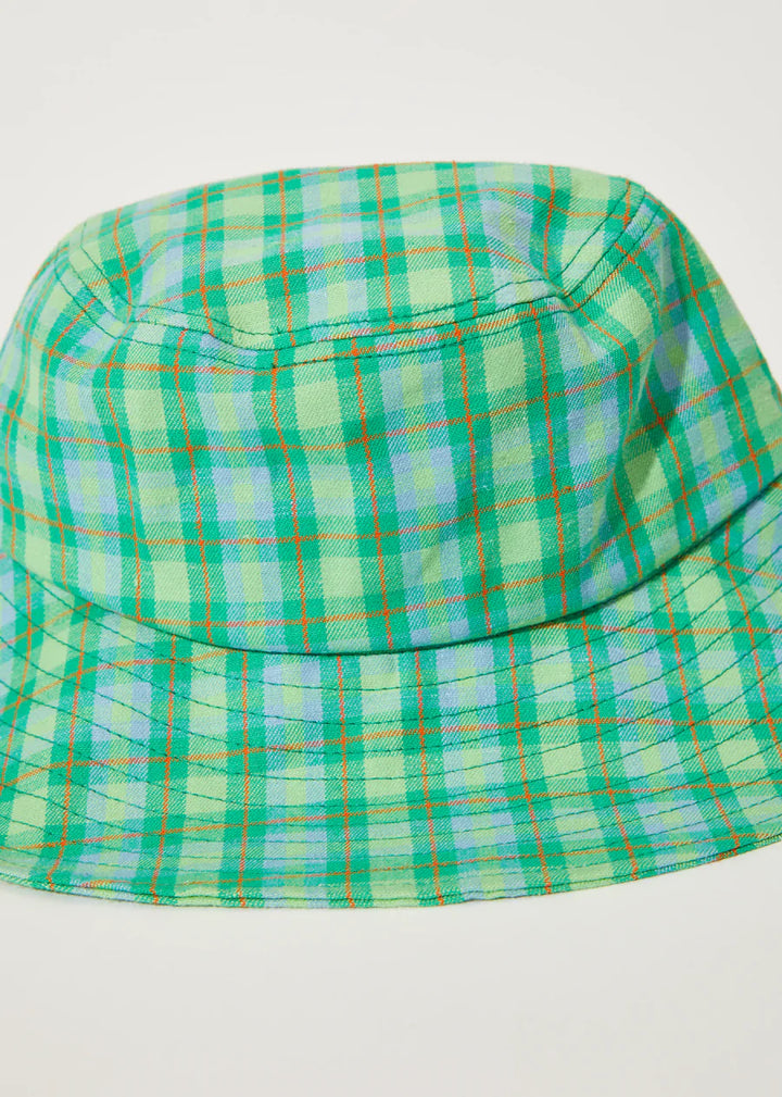 Tully Hemp Check Wide Brim Hat - Forest Check