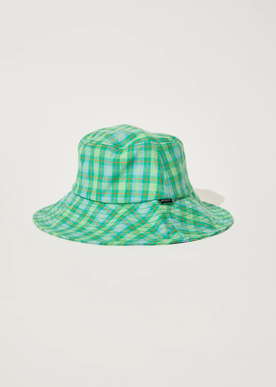 Tully Hemp Check Wide Brim Hat - Forest Check