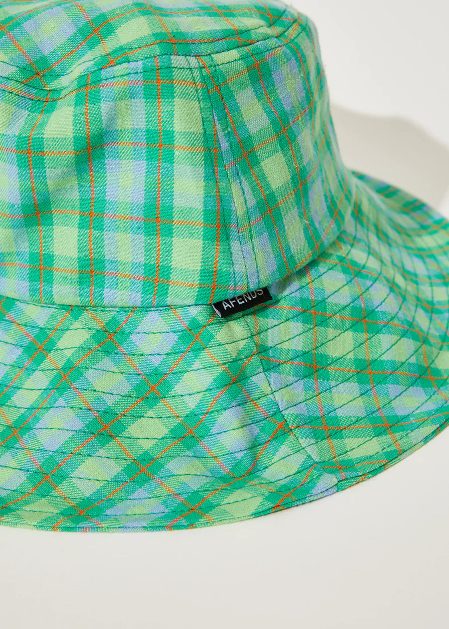 Tully Hemp Check Wide Brim Hat - Forest Check