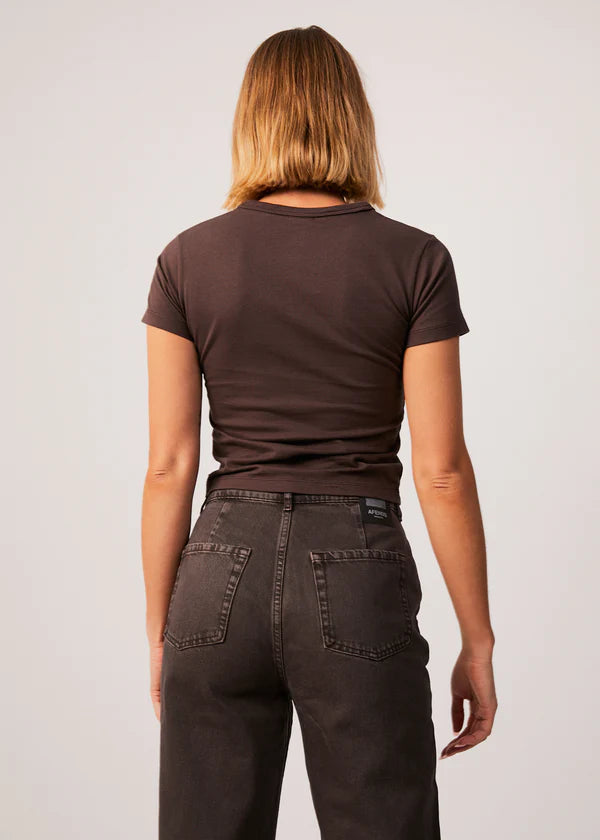 Alohaz Recycled Cropped Baby Tee - Coffee