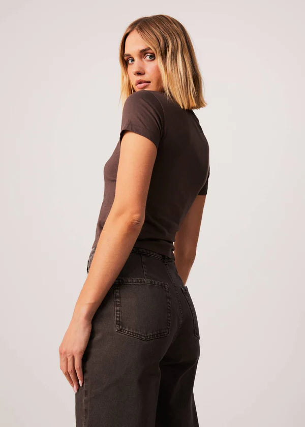 Alohaz Recycled Cropped Baby Tee - Coffee