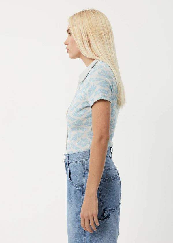 Billie Hemp Rib Bodysuit - Smoke Blue