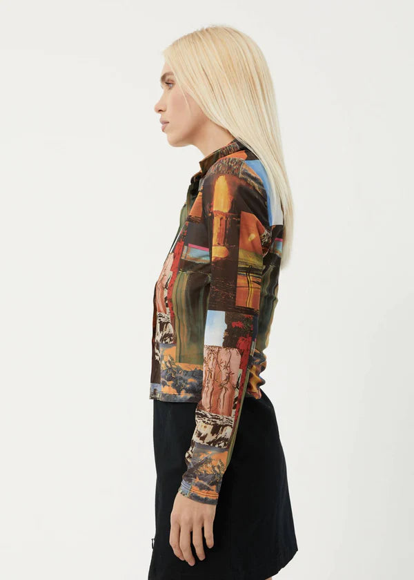 Boulevard Recycled Sheer Long Sleeve Top - Multi