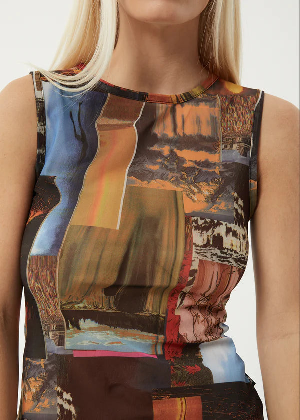 Boulevard Recycled Sheer Sleeveless Top - Multi