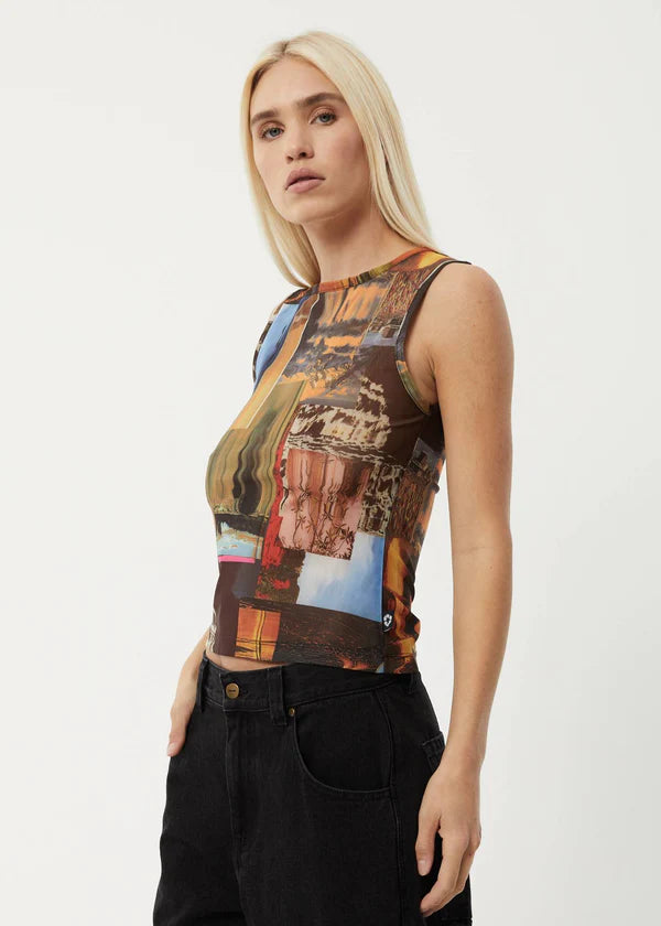 Boulevard Recycled Sheer Sleeveless Top - Multi
