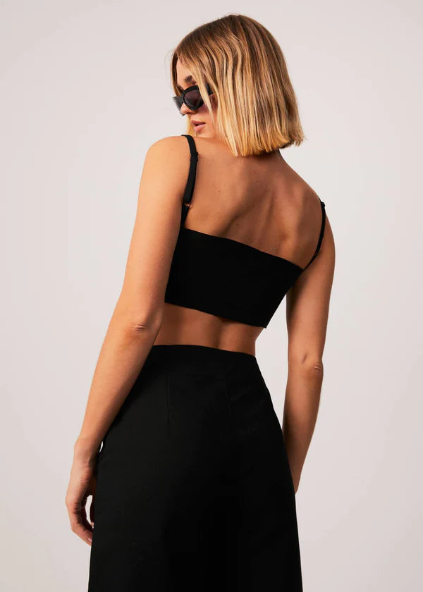 Cola Recycled Panelled Crop Top - black