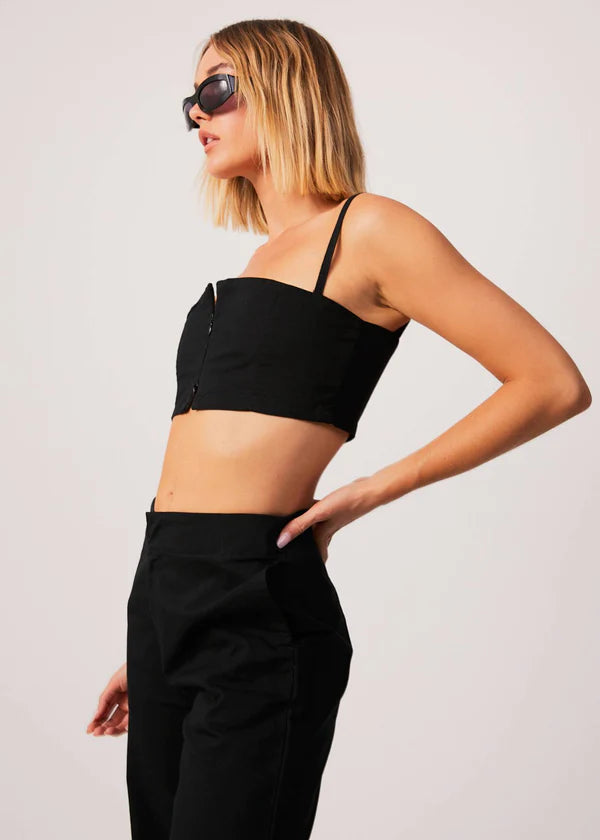 Cola Recycled Panelled Crop Top - black