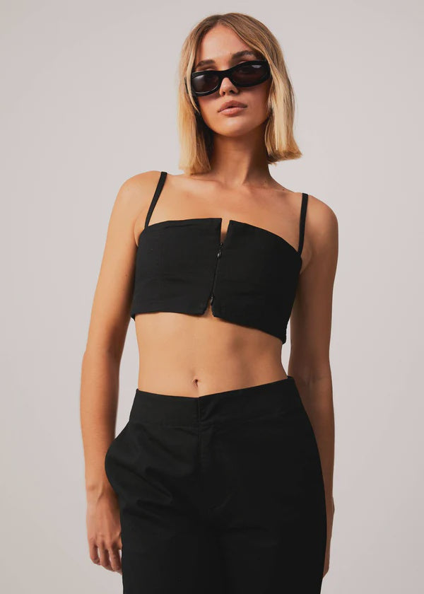 Cola Recycled Panelled Crop Top - black