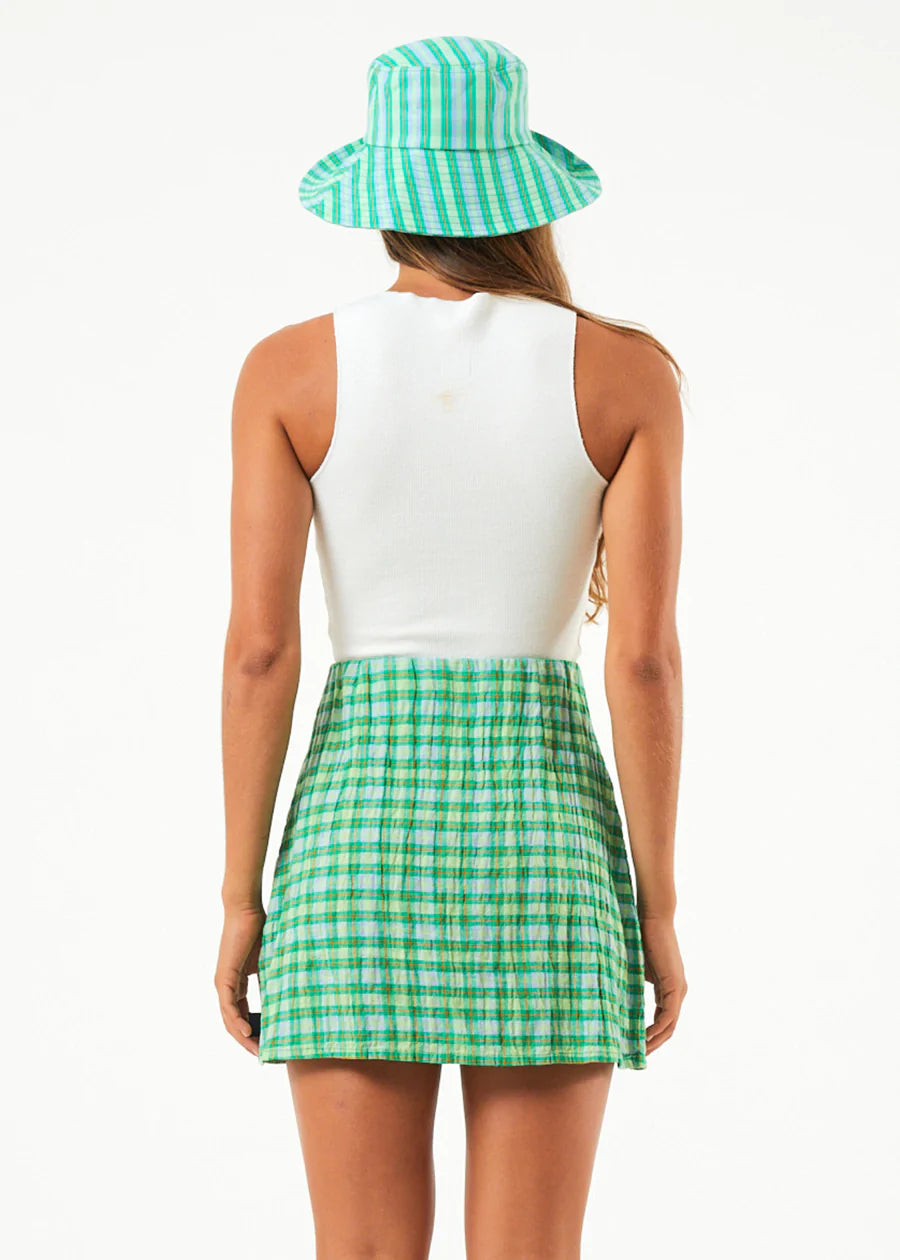 Tully Hemp Seer Sucker Check Skirt - Forest Check